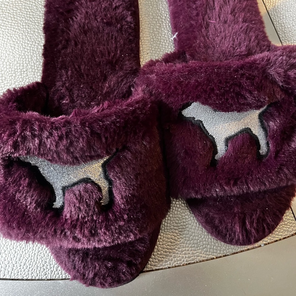 Fluffy pink slippers